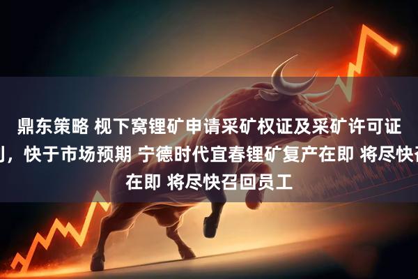 鼎东策略 枧下窝锂矿申请采矿权证及采矿许可证进展顺利,快于市场预期 宁德时代宜春锂矿复产在即 将尽快召回员工